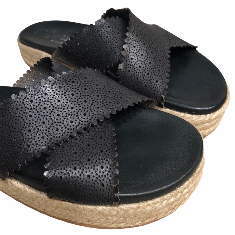 MATISSE Leather Sandals Espadrilles Sz 9M Black - Picture 4 of 10